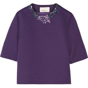 3.1 Phillip Lim Boxy Scuba Top with Embellishments